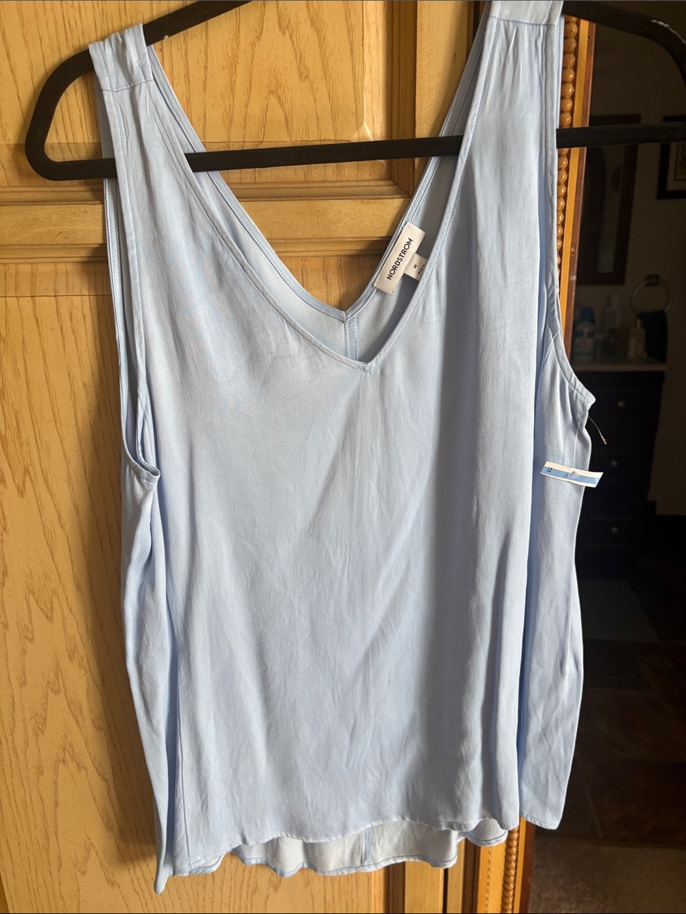 Nordstrom Light Blue V-Neck Sleeveless Tank